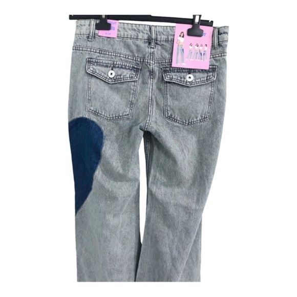 Blue wash heart shaped leg patch bootcut jeans size 9/29 new - Picture 12 of 16